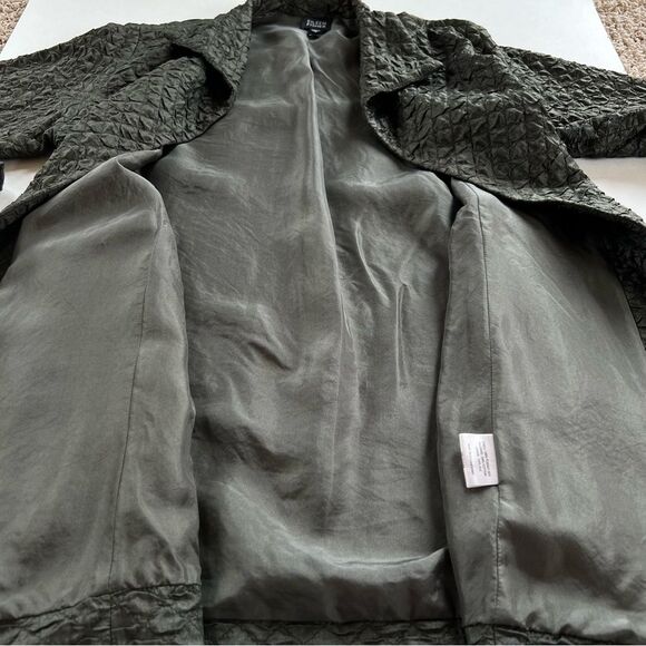 Eileen Fisher Lagenloock Silk Tussah Open Front Rich Olive Blazer Jacket Small - Picture 6 of 13